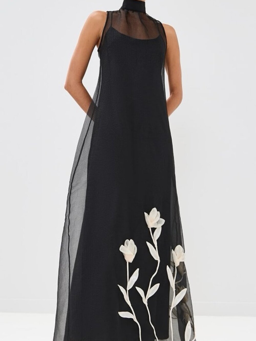 STAUD Albee Maxi Dress Gown Black Floral XS